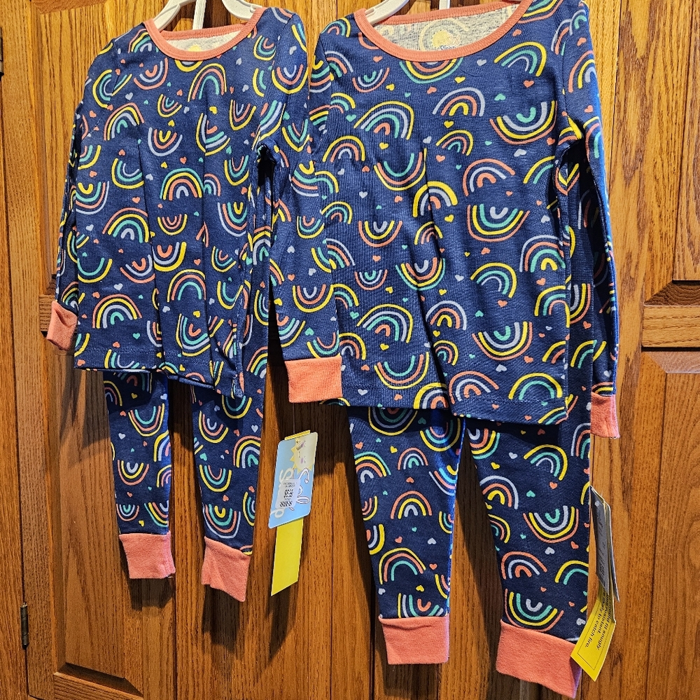 Blue and Orange Pajama Sets with Vibrant Patterns 2T & 4T